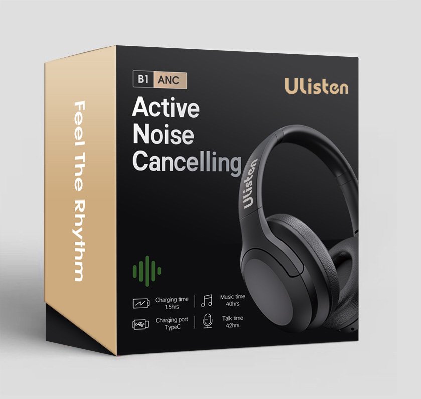 B1ANC (7) B1 ANC Active Noise Cancelling Over-Ear Headphones JL Chipset LED Battery Indicator Wireless Big Comfortable Earmuffs