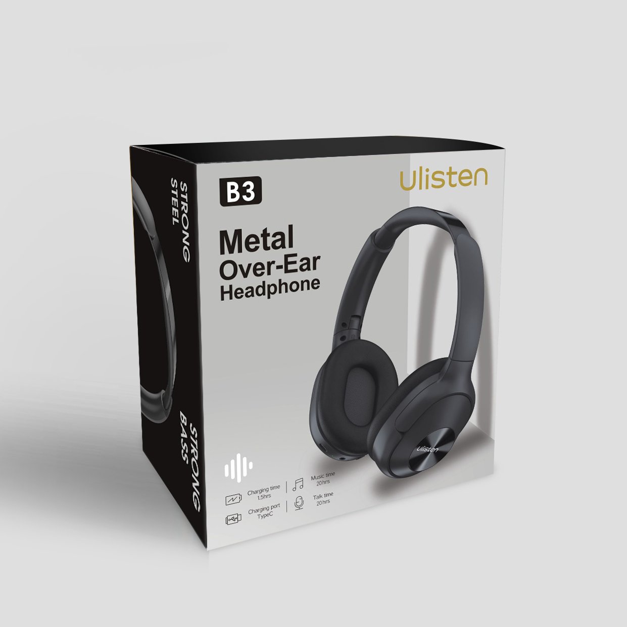 B3 Sports Over-Ear Wireless Headphones BT 5.3 Extra Bass Boost Adjustable Fit 20 Hours Playtime-Studio-Quality Earphones
