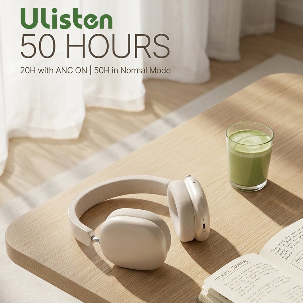 O3 Hybrid ANC Over-Ear-Kopfhörer mit Transparenzmodus, 50 Stunden Akkulaufzeit, Drehregler-Steuerung und Dual-Connect-Funktion