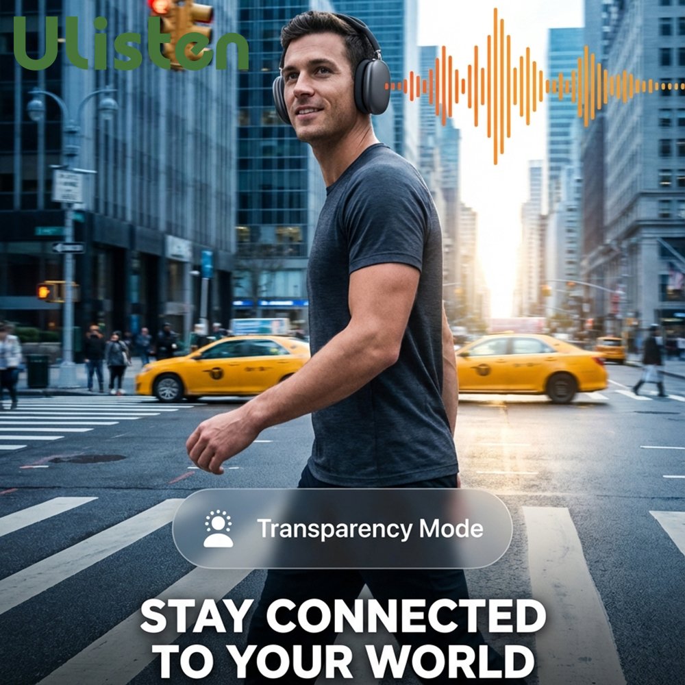 O3 Hybrid ANC Over-Ear-Kopfhörer mit Transparenzmodus, 50 Stunden Akkulaufzeit, Drehregler-Steuerung und Dual-Connect-Funktion