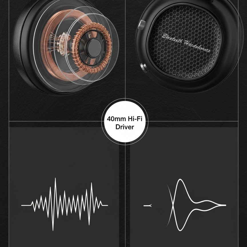 O4 (3) O4 Retro ANC-Kopfhörer (On-Ear), ganztägiger Tragekomfort, kristallklarer Bass, Ohrpolster aus Proteinleder, ergonomischer Metallbügel
