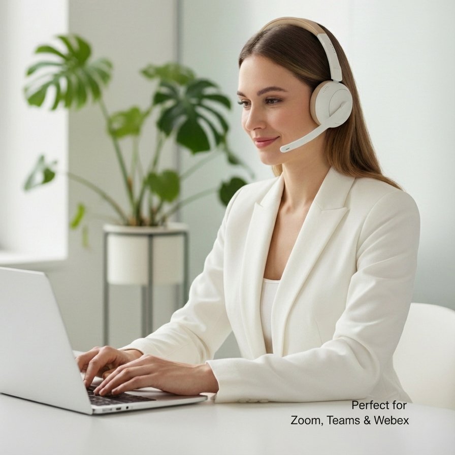 Q1 (4) Q1 Kabelloses Office-Headset mit LED-Anzeige, klarer Klang, Stummschaltfunktion, Mikrofon mit Geräuschunterdrückung und 5,4-Bassverstärkung für PC und Laptop